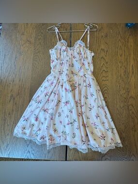 NWT Thirty Thirty Ditsy Floral Creamy Pink Corset Dress Bustier lace up femme S